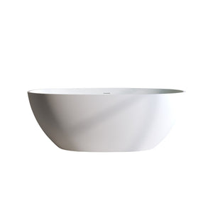 English Elm 59'' Freestanding Resin Stone Soaking Tub Sculptural Matte Finish with Overflow Drain W2753P191209