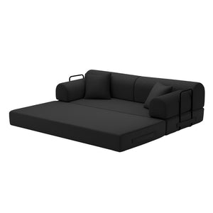 English Elm Convertible Corduroy Floor Sofa Folds Flat as Sleeper Daybed for Studio Living Black W5532P438769