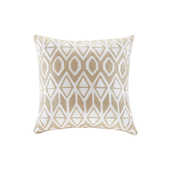 JLA Home Harbor House Blue - Embroidered Cotton Faux-Linen Oblong Pillow with Taupe Stitching and Tassel Accents for Coastal Charm 18 L x 18 W x 5H HH30-1693