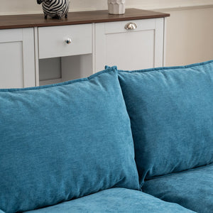 English Elm Convertible Convertible sofa with storage footstools, compact U-shaped 2-seater for small spaces, durable fabric comfort Lake Blue W2012P253357