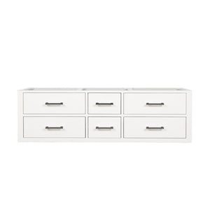 English Elm White Double-Sink Bath Vanity - 60" Wall-Hung Unit With Ample Storage, Soft-Close Drawers, & Style B2731P258053-GIGA