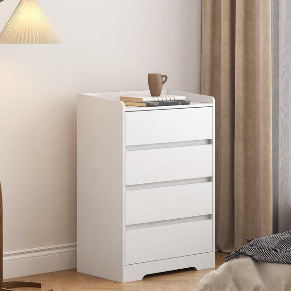 English Elm 4 Drawer Dresser with Anti-Tip Kit, Waterproof White Chest, Modern Sturdy Frame, Safe Smooth Drawers W132166400