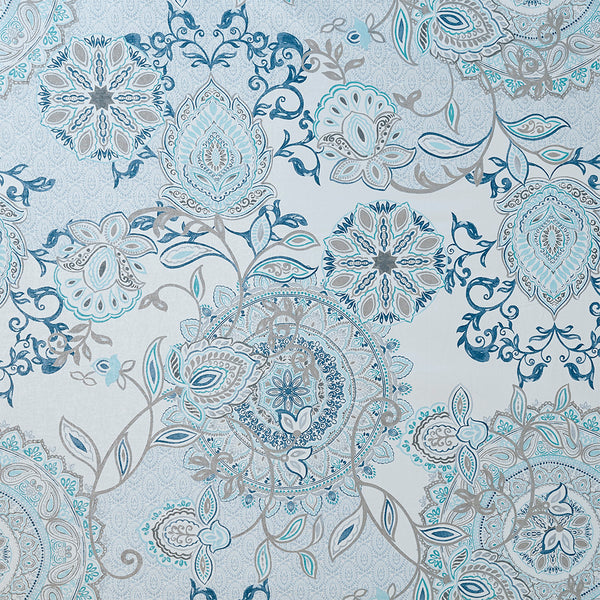 JLA Home Madison Park - Printed Cotton Shower Curtain — Soft Blue Floral & Medallion Percale, OEKO-TEX, 72"x72", Machine Washable MP70-5822