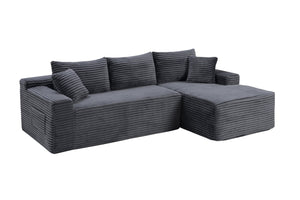 English Elm 106.3" Jumbo Corduroy L-shaped Sectional Deep Seat Sofa No Assembly Modern Living W5515S00035