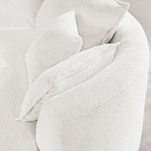 English Elm Curved Boucle Sectional Sofa - Elegant White Design For Modern Living Rooms & Comfortable Seating W876S00302