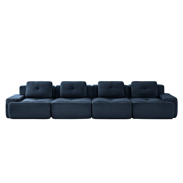 English Elm 153" Modern Modular Sectional Sofa – Plush Corduroy 4-Seater Couch With No Assembly, Anti-Slip Design W714S01498