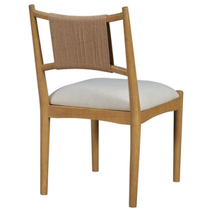 English Elm Upholstered Linen Dining Chairs Set of 2 Rubberwood Mid-century Woven Paper Rope Back Beige,Light Brown,Natural N776P385751B