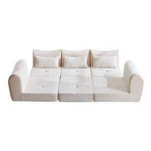 English Elm Modular Cloud Sectional Sofa Bed with Flannelette Upholstery for Flexible Living White W1829S00073