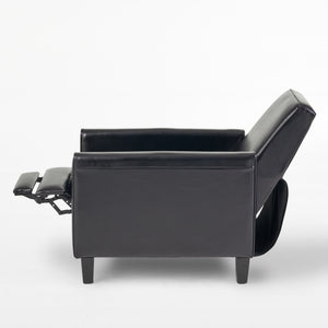 English Elm Christopher Knight Home® - Black Black Fax Leather Push Back Chair — Ergonomic PU Leather Recliner, Plush Padding, Durable Frame 52422.00PUBLK