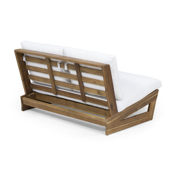 English Elm Christopher Knight Home® - SHERWOOD Loveseat with Acacia Wood Frame, Water-Resistant Cushions & Slatted Paneling for Patio Comfort and Durability Teak 64868.00WHI