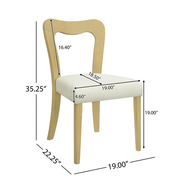 English Elm Christopher Knight Home® - Dining Chair Modern Set of 2 with Rounded Back and Upholstered Seat on Durable Rubberwood Frame Beige,Natural Ash N771P254007A