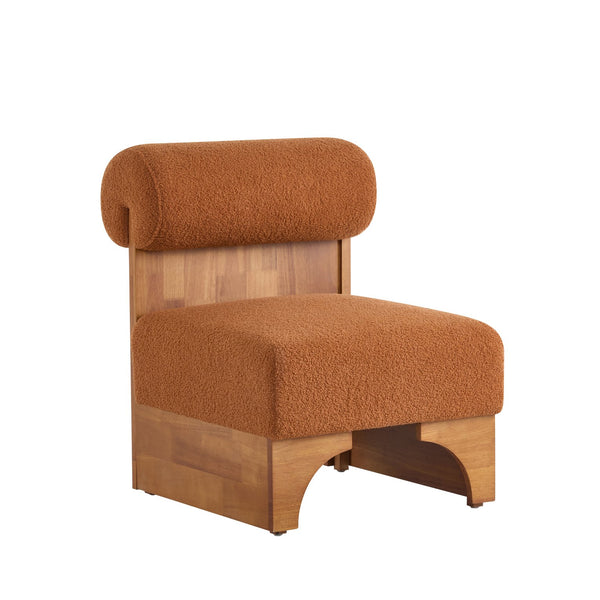 English Elm Christopher Knight Home® - [Set of 2] Boucle Lounge Chair with Rolled Backrest, Solid Wood Frame, Plush Durable Upholstery for Modern Spaces Natural,Orange N767P256409D_2