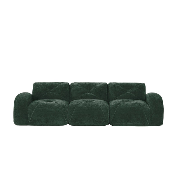 English Elm 110''boneless Velvet Sectional Sofa Modular Cloud Seating with Tufted Cushions for Living Rooms Green W714S01613