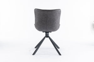 English Elm Mid-Century Modern Swivel Wingback Dining Chair Set Of 2 - Elegant Leather Accent Chairs In Dark Gray T3903P405992