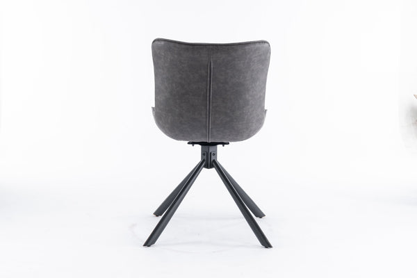 English Elm Mid-Century Modern Swivel Wingback Dining Chair Set Of 2 - Elegant Leather Accent Chairs In Dark Gray T3903P405992