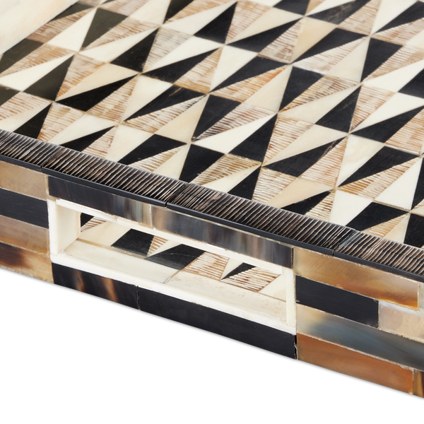 Aldo Tray: Elegant Chiseled Horn Hostess Tray with Sophisticated Design for Stylish Entertaining