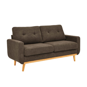 English Elm 67.7" Mid-Century Modern Tufted Upholstered Loveseat Sofa With Splayed Solid Wood Legs, Chic Seating Brown B343P339289