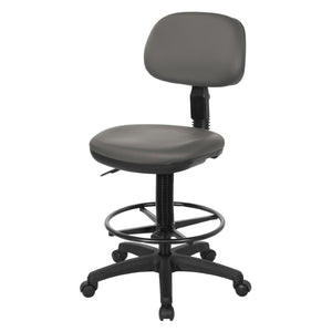 OSP Home Furnishings Sculptured Ergonomic Drafting Chair with Vinyl Upholstery for Studio and Lab Workspaces Dillon Steel DC517V-R112
