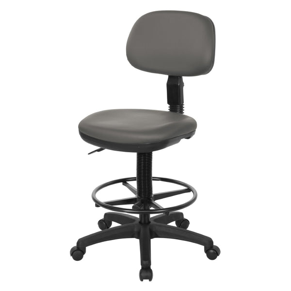OSP Home Furnishings Sculptured Ergonomic Drafting Chair with Vinyl Upholstery for Studio and Lab Workspaces Dillon Steel DC517V-R112