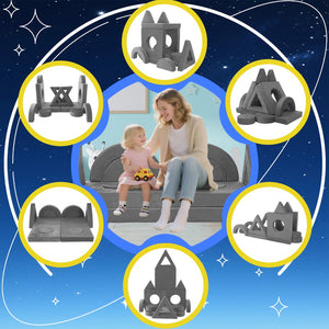 English Elm 14pcs Modular Foam Play Couch Set Convertible Toddler Fort Builder for Playrooms Dark Gray T5880P493439