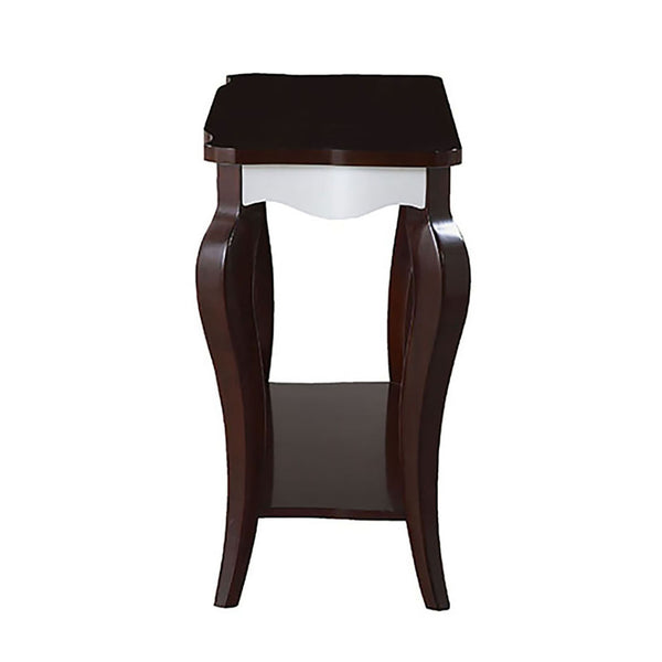 English Elm Walnut Elegant White Sofa Table with Scrolled Apron and Cabriole Legs — Classic Display Piece, 48.5" wide B062P189246