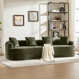 English Elm Curved Chenille Loveseat with Memory Foam Cushions for Compact Living Spaces Olive Green W2915S00085