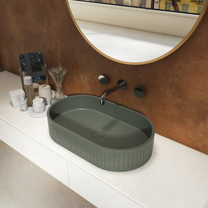 English Elm 23.6'' Oval Concrete Vessel Sink Artisan Matte Finish Above Counter Vanity Basin W1613P368838