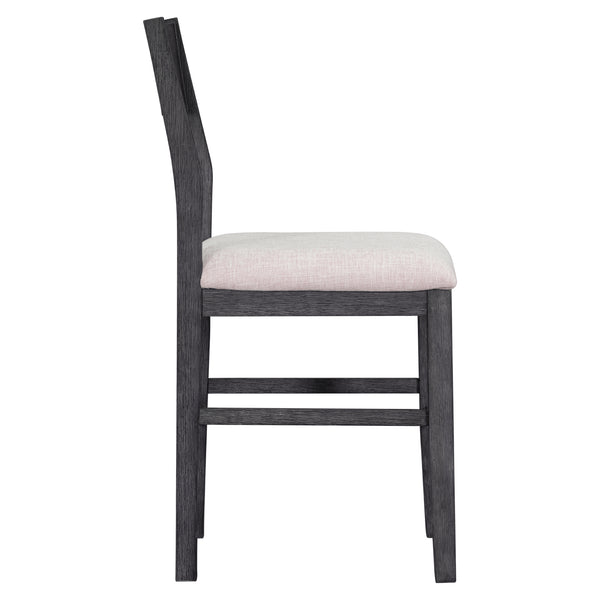 English Elm TOPMAX 82-inch Farmhouse Extendable Dining Set with Two 11" Removable Leaves, Upholstered Seats and Bench Gray N717S000230E