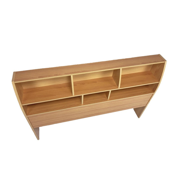 English Elm Bookcase Headboard Full Size Freestanding with Five Storage Cubbies in Warm Beech B107P428570
