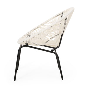 English Elm Christopher Knight Home® - NUSA Faux Wicker 3-Piece Outdoor Patio Chat Set with Rustproof Iron Frame, Curved Club Chairs & Loveseat White NUSA3PCSETWHI