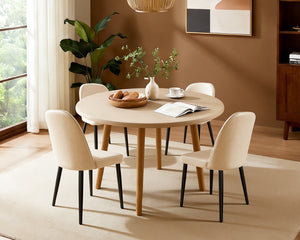 English Elm Beige Pu Leather Armless Dining Chair Set of 4 with Matte Black Iron Legs Modern Beige T3967P497816