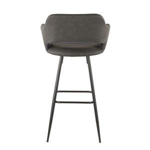 English Elm Margarite Contemporary Barstool Set Of 2 In Black Metal & Grey Faux Leather - Stylish Comfort For Bars B202P222399