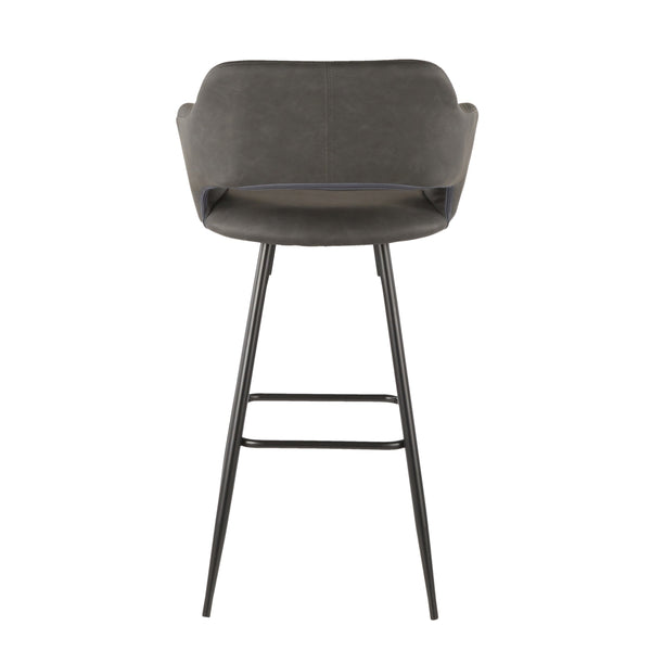 English Elm Margarite Contemporary Barstool Set Of 2 In Black Metal & Grey Faux Leather - Stylish Comfort For Bars B202P222399