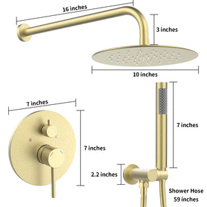 English Elm Shower Modern Wall-Mounted 10" Rainfall System in Matte Black with Brass Valve, Handheld, Sleek Design T3177P363596