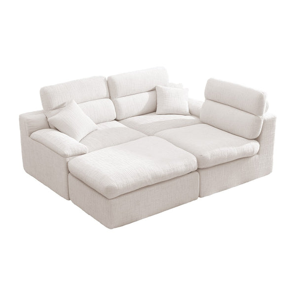 English Elm Corner Chenille Sectional Sleeper Sofa with High Back Support for Apartment Living Beige W5532S00036