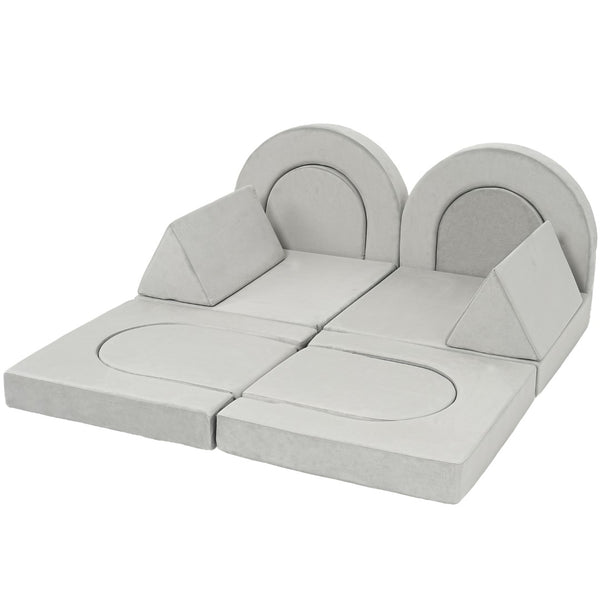 English Elm 14pcs Modular Foam Play Couch Set Convertible Toddler Fort Builder for Playrooms Light Gray T5880P493433