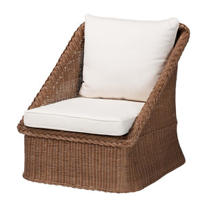 English Elm Bohemian Natural Rattan Accent Chair with Braided Arms and Removable Cushion B2750P467824
