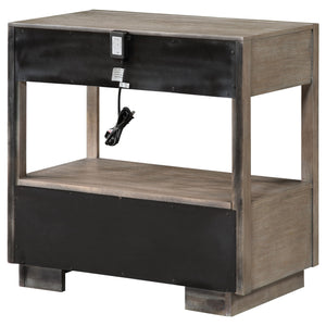 English Elm Prescott Modern Taupe Oak Nightstand with Mitered Trim, 2 Drawers + Open Shelf for Stylish Storage B062P375999