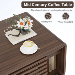 English Elm Coffee Table with Led Lighting Bluetooth Speaker Wireless Charging and Faux Marble Top T3773P419702