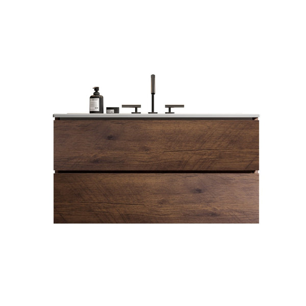 English Elm Tia 36" Modern Walnut Bathroom Vanity With Ceramic Sink & Soft-Close Drawers For Stylish Storage W1865S00068-GIGA