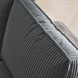 English Elm L-Shaped 4-Seater Corduroy Sofa With Storage Armrests, Usb Charging & Configurable Design, Grey W680S00050