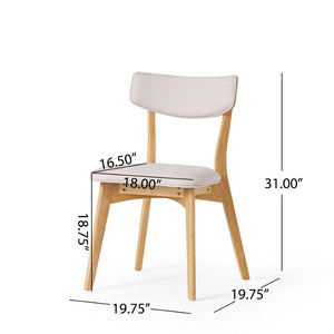 English Elm Caleb Mid Century Upholstered Dining Chairs Rubberwood Tapered Legs Set of 2 Light Beige,Natural N768P379763L