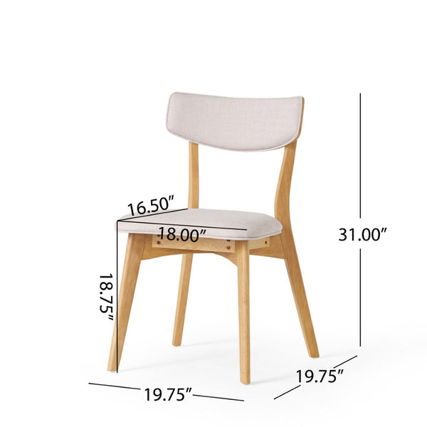 English Elm Caleb Mid-century Upholstered Dining Chair Set of Four with Tapered Oak Legs Light Beige,Natural N768P282333L