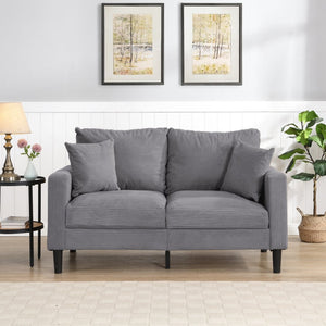 English Elm 57 Inch Compact Upholstered Loveseat with Hardwood Frame for Modern Living Spaces Light Gray W311P221207