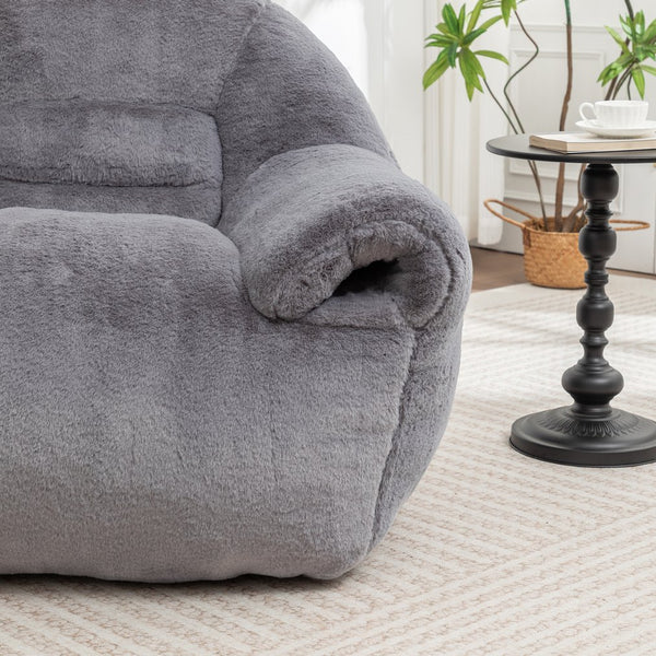 English Elm Bean Bag Chair – Plush Faux Fur Floor Sofa With Back Support For Ultimate Comfort In Any Room W2200P326889