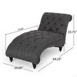 Christopher Knight Home® - Noble House - Varnell Contemporary Fabric Button Tufted Chaise Lounge, Charcoal and Dark Brown