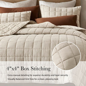 JLA Home Harbor House - Linen Garment-Washed Quilt Set with Tailored Piping, OEKO-TEX Certified French Linen Softness Linen HHD14-1920