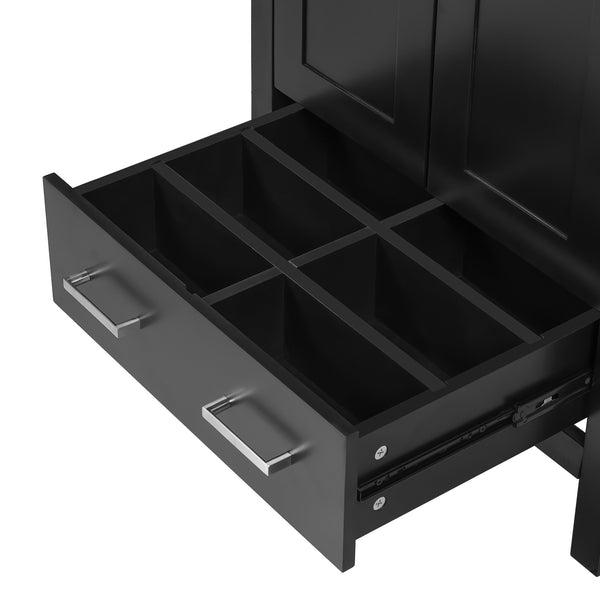 English Elm 24-inch Modern Bathroom Vanity with Ceramic Sink, Soft-Close Doors, Drawer Divider & Ample Storage Black N729P299440B