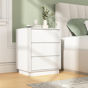 English Elm (set Set of 2 Modern End Tables with Usb-c Charging and Three Drawer Storage for Any Room White W409P414472