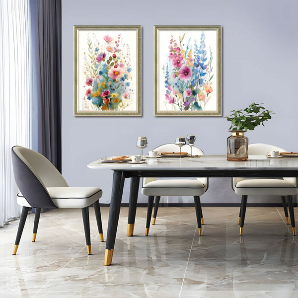 English Elm Set Of 3 Colorful Floral Wall Art – Modern Botanical Prints With Replaceable Canvas In Wood Frames T3976P383167-GIGA